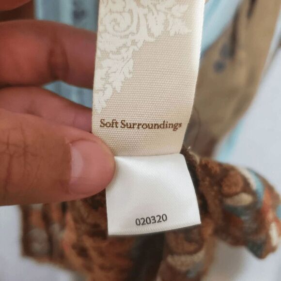 Soft Surroundings Women's Robe Cover Up Sheer Boho Embroidered Open Brown Blue - Picture 10 of 12